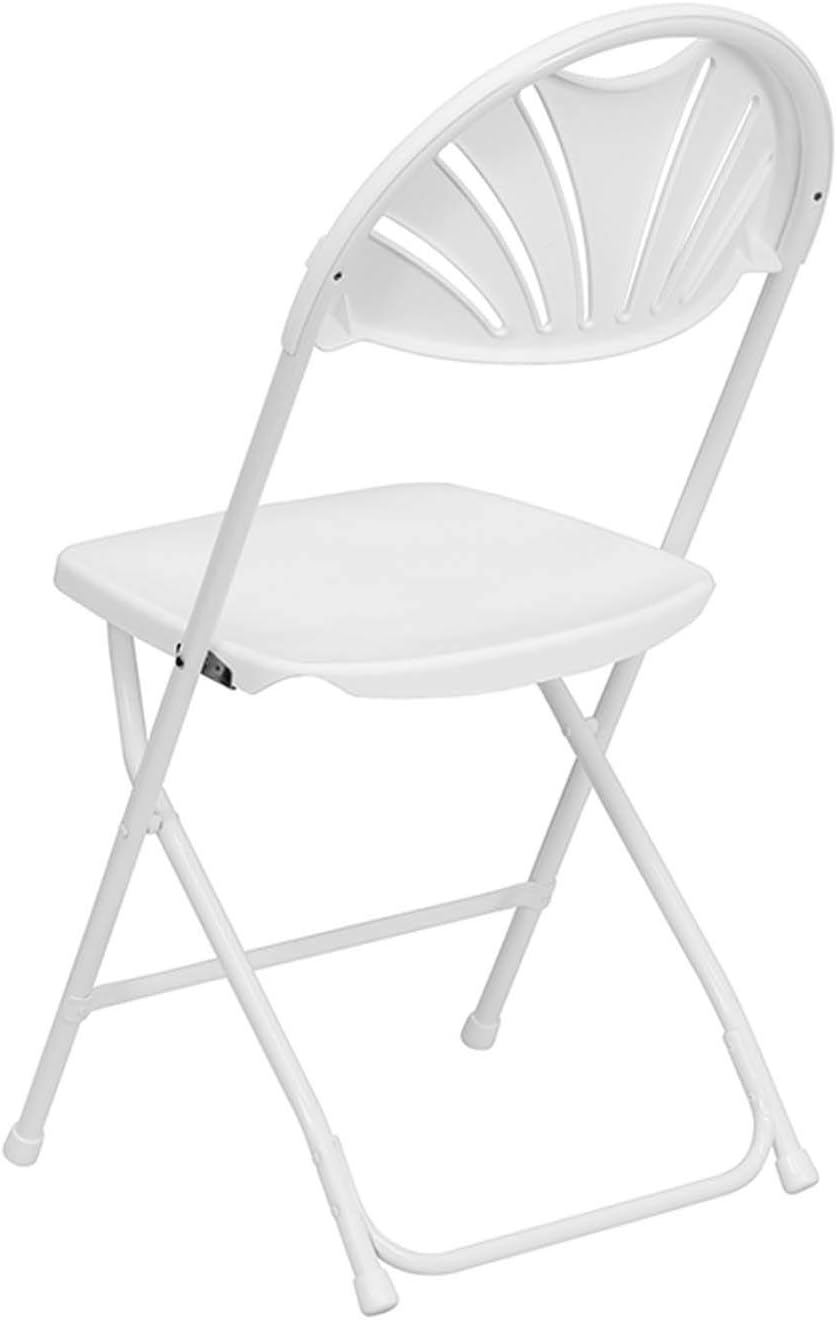 White Fan Back Folding Chair